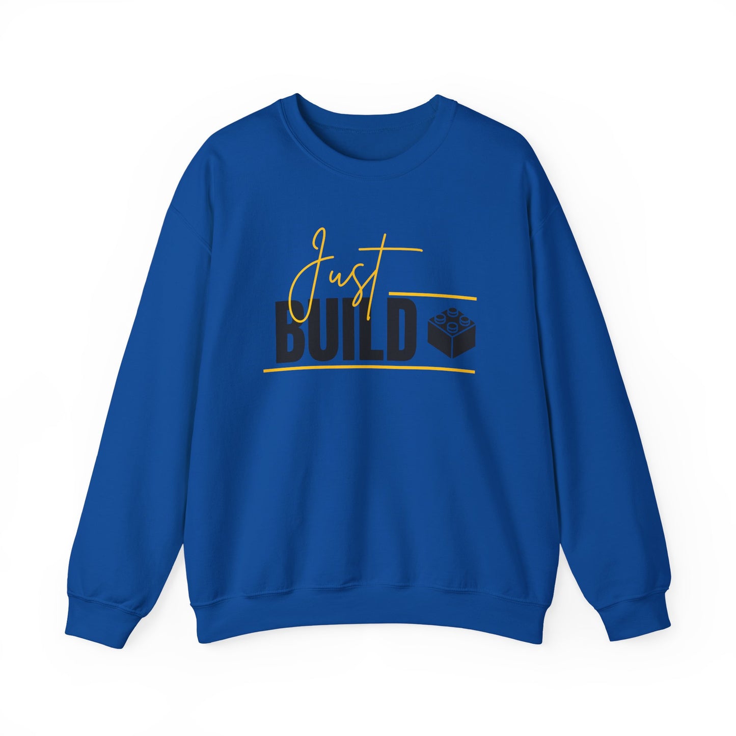 Yellow Just Build, LEGO Inspired Crewneck Sweatshirt