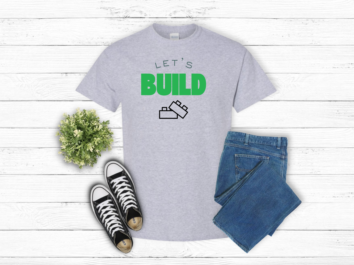 Green Let's Build, LEGO Inspired T'shirt