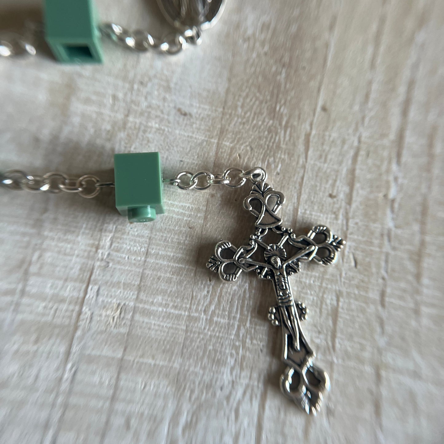 Sand Green and Dark Nougat Rosary