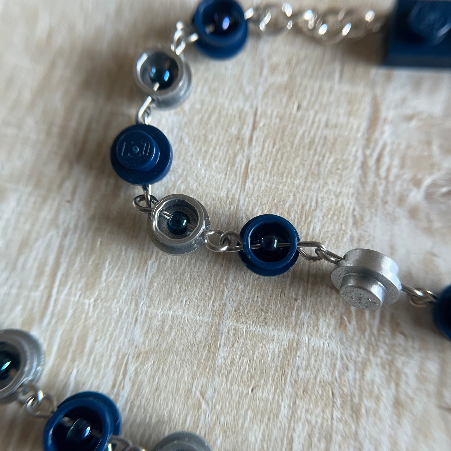 Dark Blue and Flat Silver Rosary