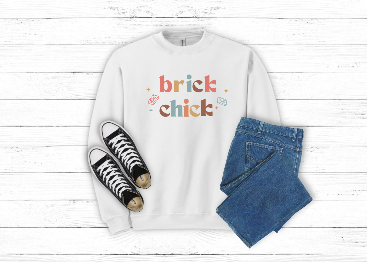 Brick Chick, LEGO Inspired Crewneck Sweatshirt