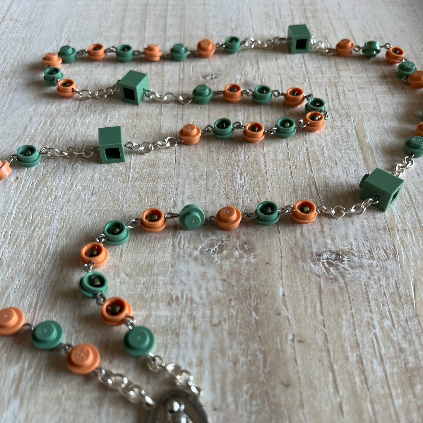 Sand Green and Dark Nougat Rosary