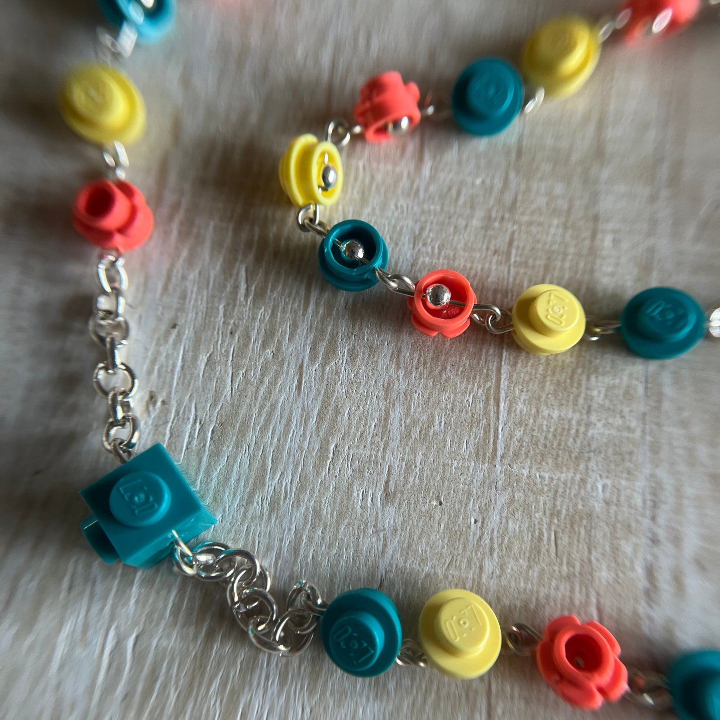 Coral, Dark Turquoise, and Bright Light Yellow Rosary