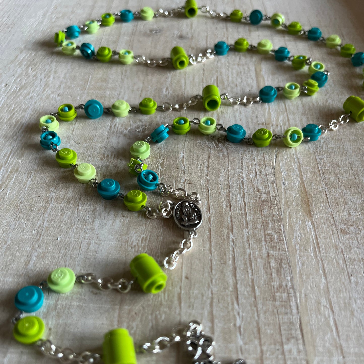 Lime, Yellowish Green and Dark Turquoise Rosary