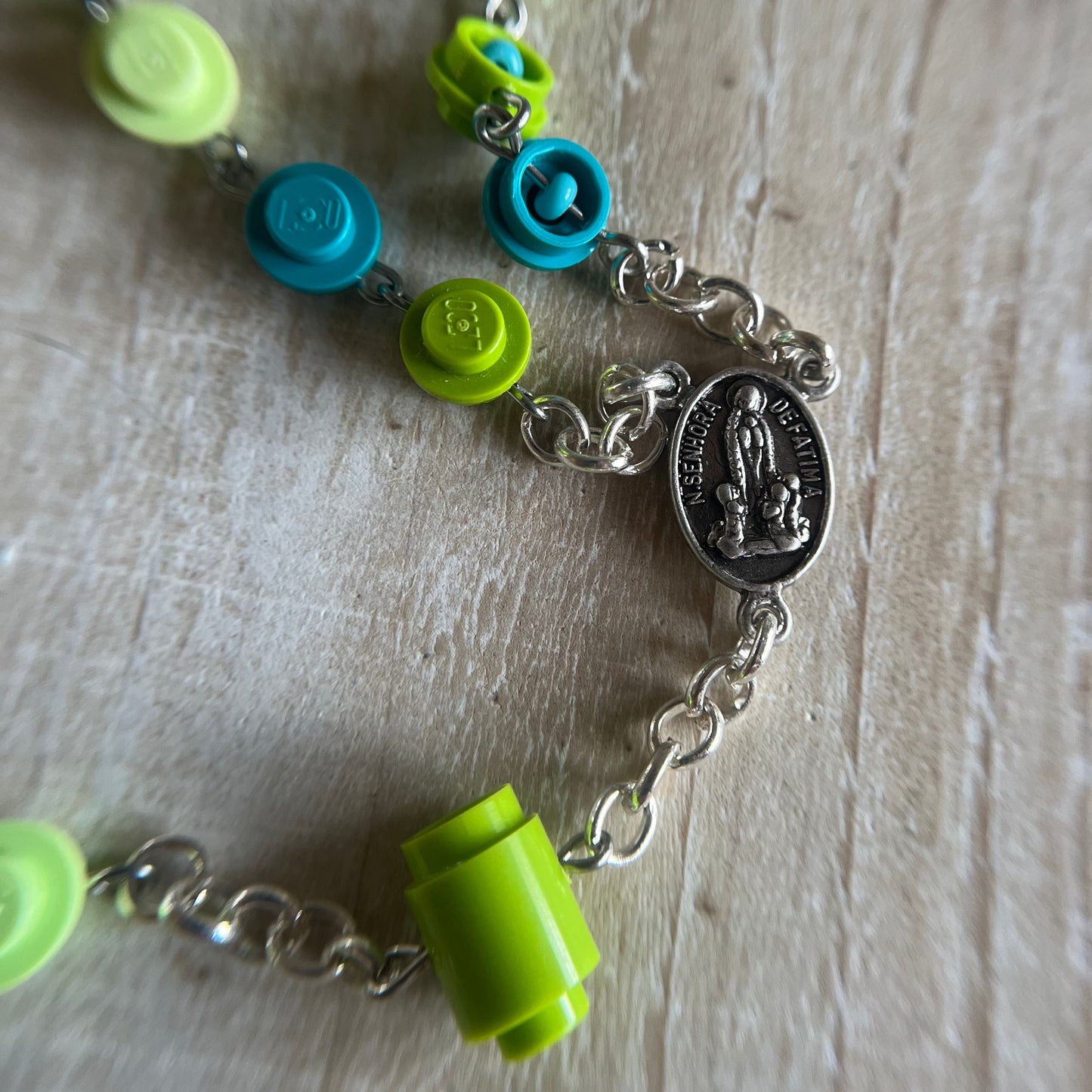 Lime, Yellowish Green and Dark Turquoise Rosary