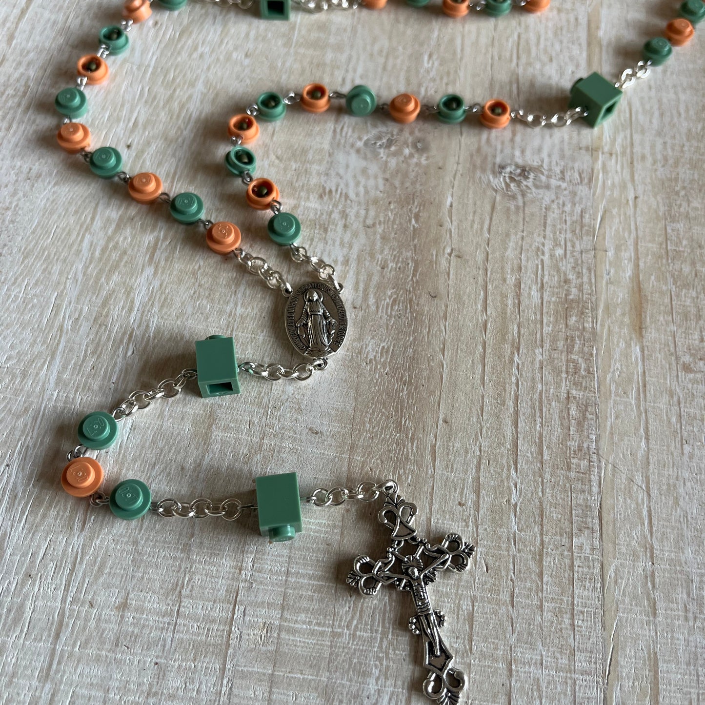 Sand Green and Dark Nougat Rosary