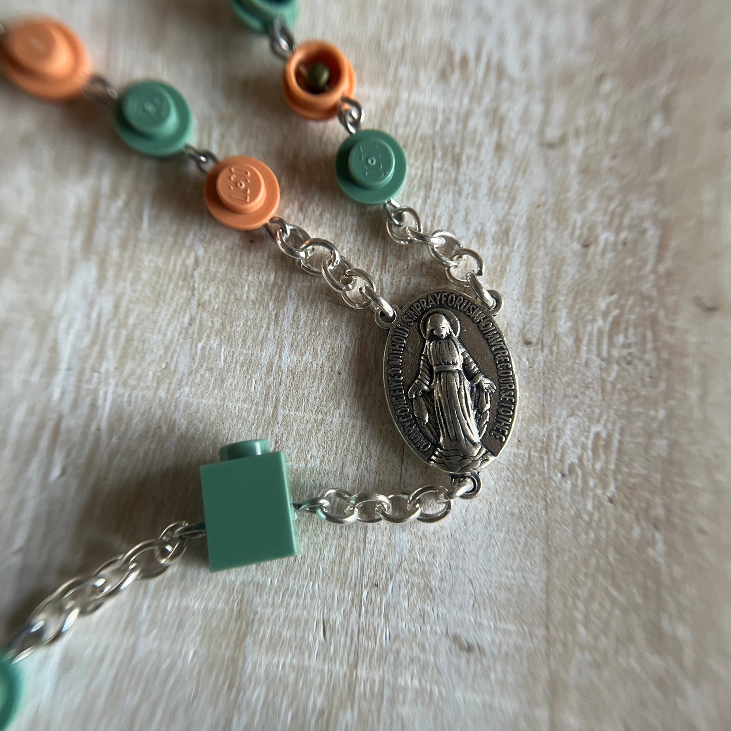 Sand Green and Dark Nougat Rosary