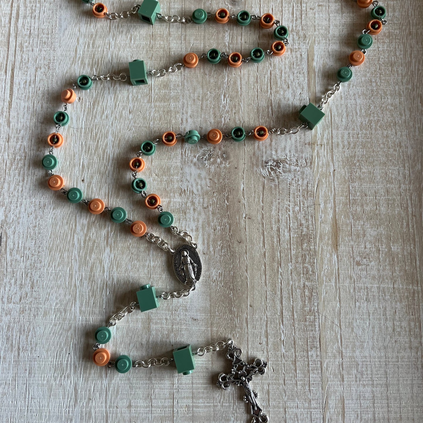 Sand Green and Dark Nougat Rosary