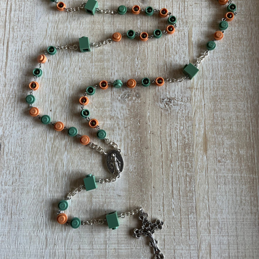 Sand Green and Dark Nougat Rosary