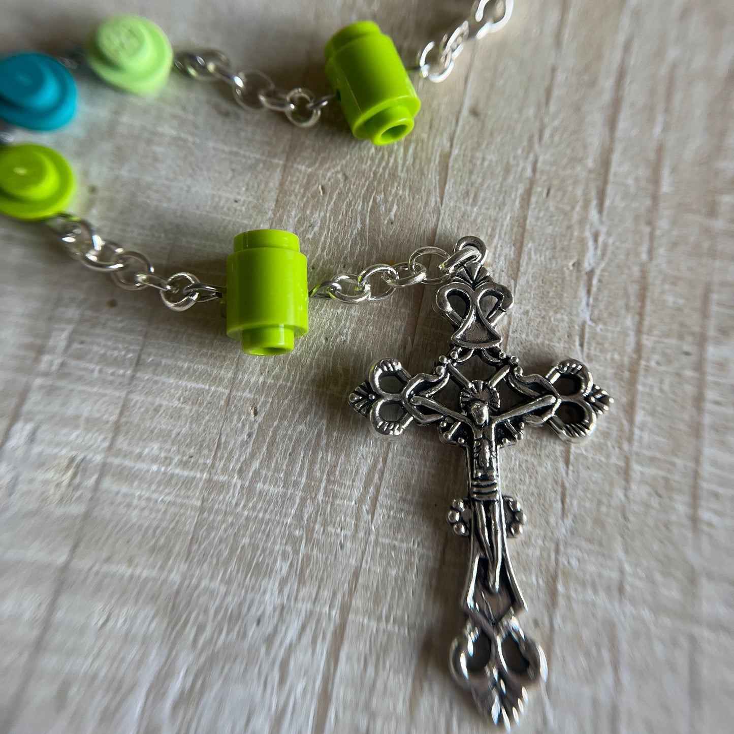 Lime, Yellowish Green and Dark Turquoise Rosary