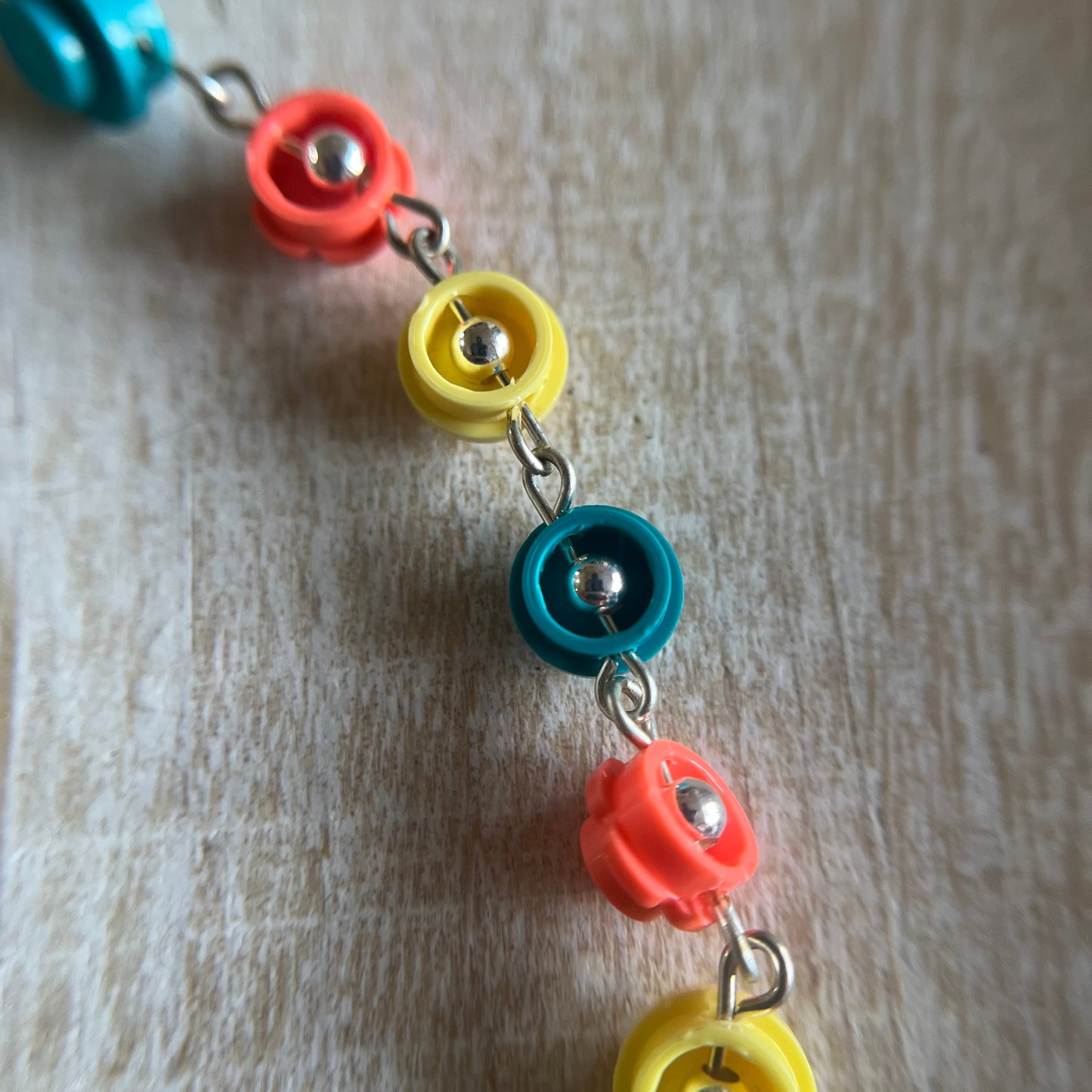 Coral, Dark Turquoise, and Bright Light Yellow Rosary