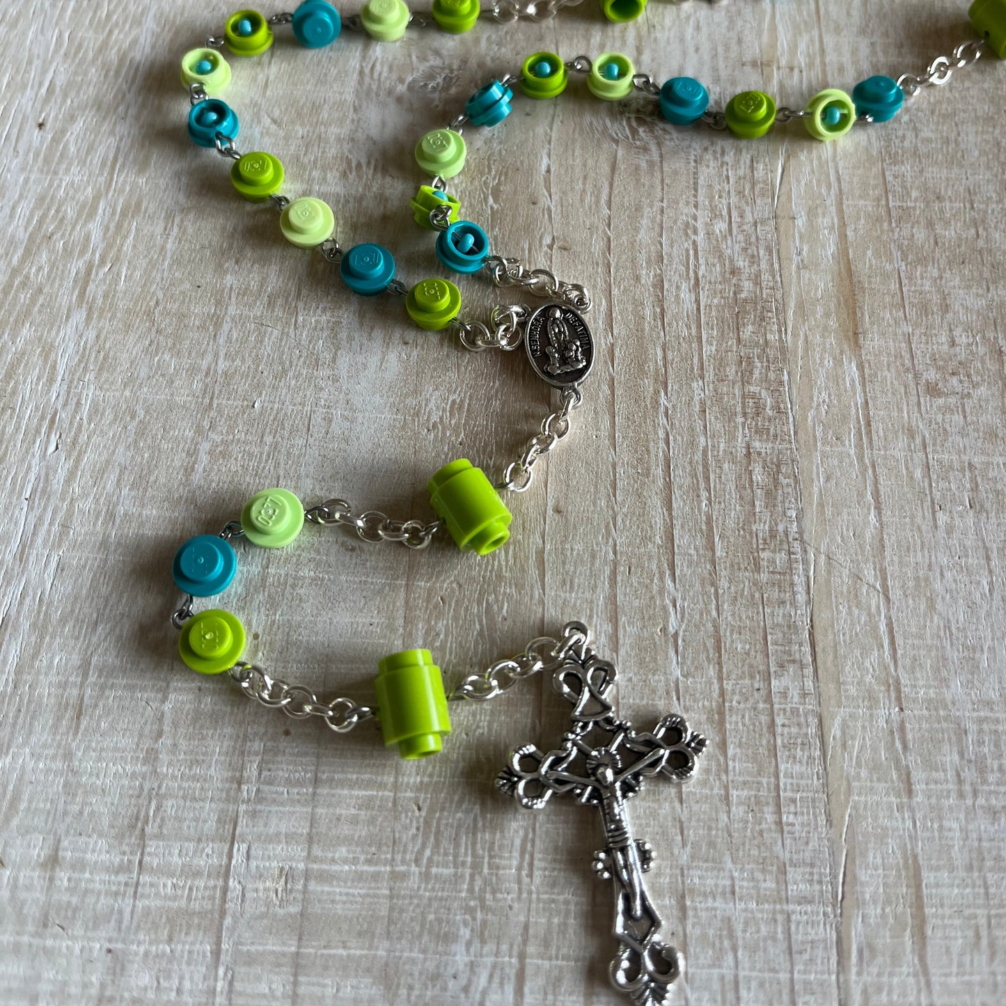 Lime, Yellowish Green and Dark Turquoise Rosary